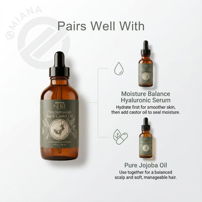 Omiana Natural Cosmetics Oil Pure Jamaican Black Castor Oil – Cold-Pressed, Unrefined Moisture Oil for Hair, Scalp & Skin